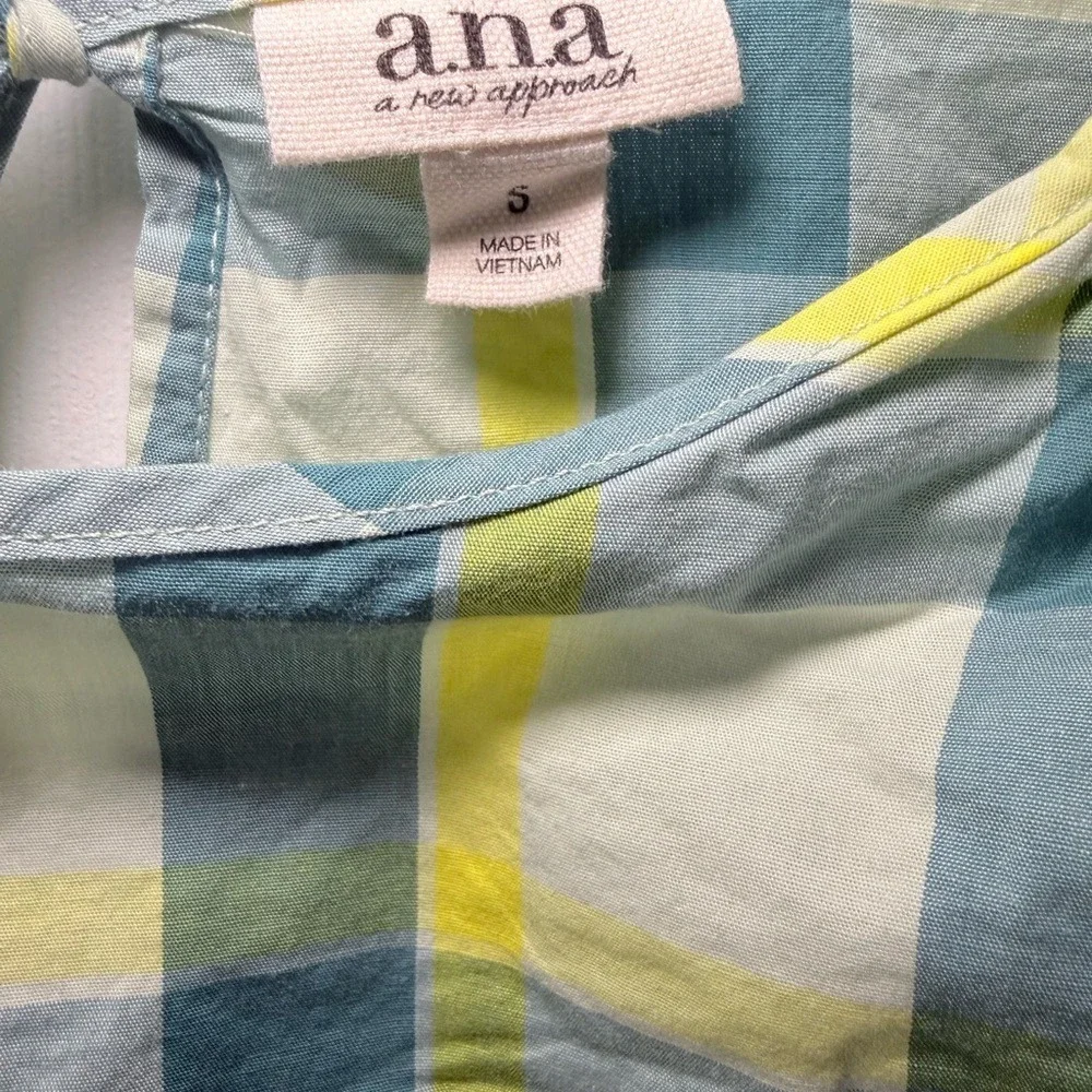 ana A New Approach Plaid 2 Piece Set Crop‎ Top Midi Skirt Yellow Green XS NWT